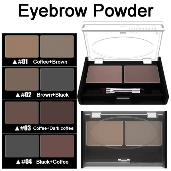 Girls Women Eyeshadow Cake Makeup Tools 2 Color Waterproof Eyebrow Powder Eye Shadow Eye Brow Palette + Brush Eyebrow Enhancer