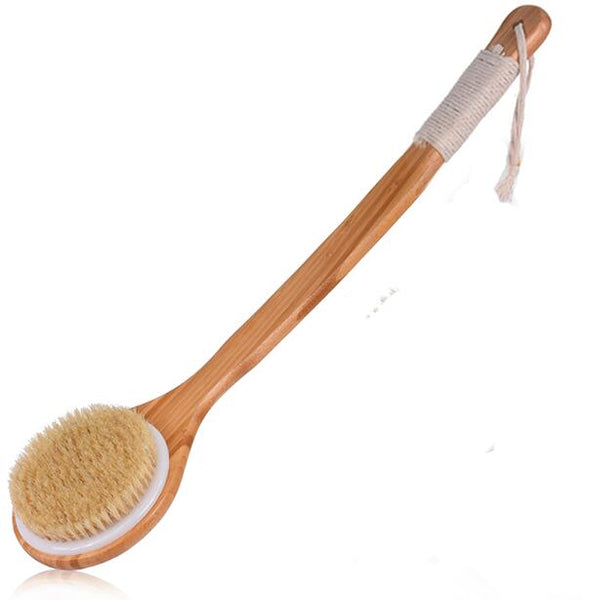 TREESMILE Natural Bristle Bath Brush Exfoliating Wooden Body Massage Shower Brush SPA Woman Man Skin Care Dry Body Brush D40