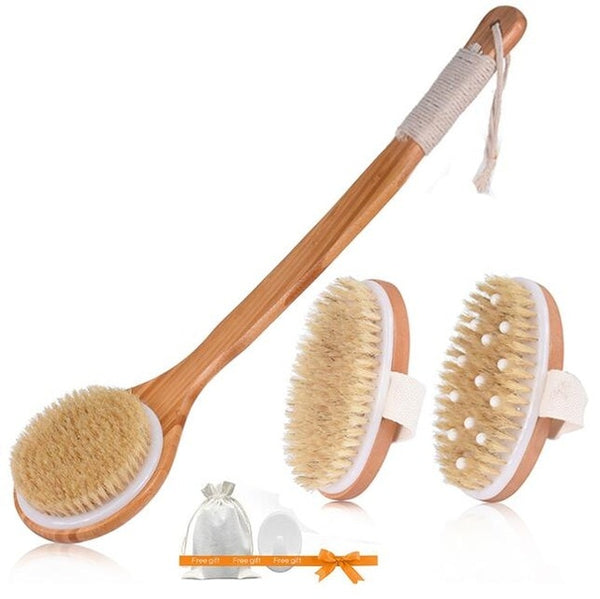 TREESMILE Natural Bristle Bath Brush Exfoliating Wooden Body Massage Shower Brush SPA Woman Man Skin Care Dry Body Brush D40