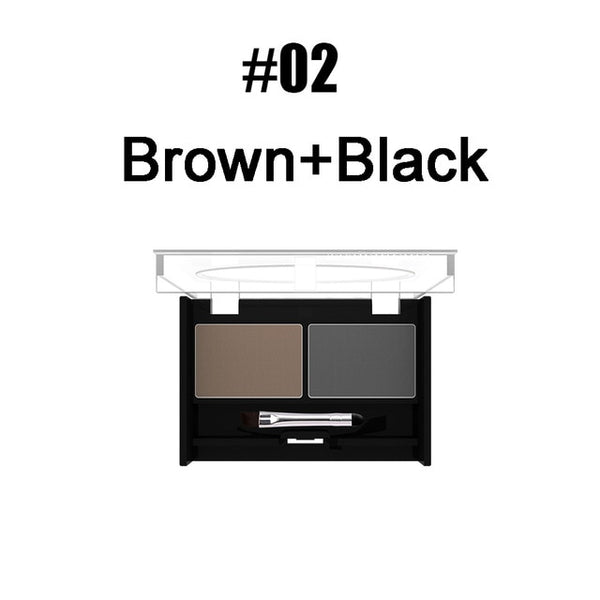 Girls Women Eyeshadow Cake Makeup Tools 2 Color Waterproof Eyebrow Powder Eye Shadow Eye Brow Palette + Brush Eyebrow Enhancer