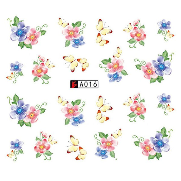 GAM-BELLE 1 Sheet DIY Flower Slider Water Transfer Sticker Nail Art Pink Rose Flower Decals Women Beauty Makeup Wraps Nail Decor