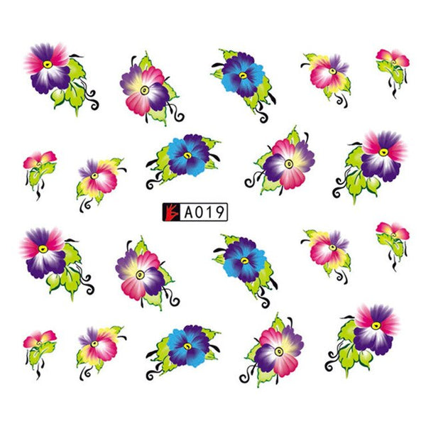 GAM-BELLE 1 Sheet DIY Flower Slider Water Transfer Sticker Nail Art Pink Rose Flower Decals Women Beauty Makeup Wraps Nail Decor