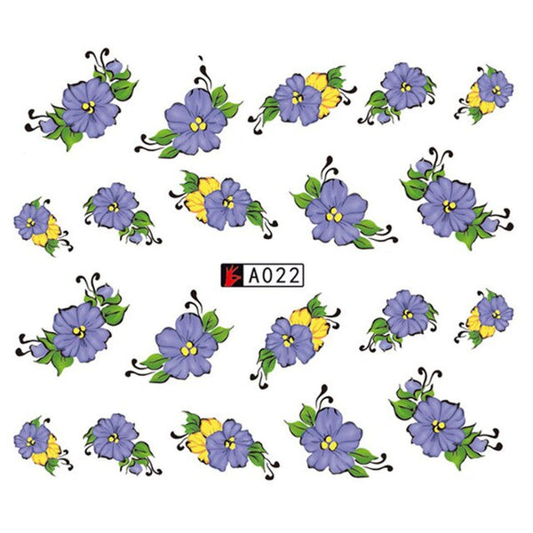 GAM-BELLE 1 Sheet DIY Flower Slider Water Transfer Sticker Nail Art Pink Rose Flower Decals Women Beauty Makeup Wraps Nail Decor