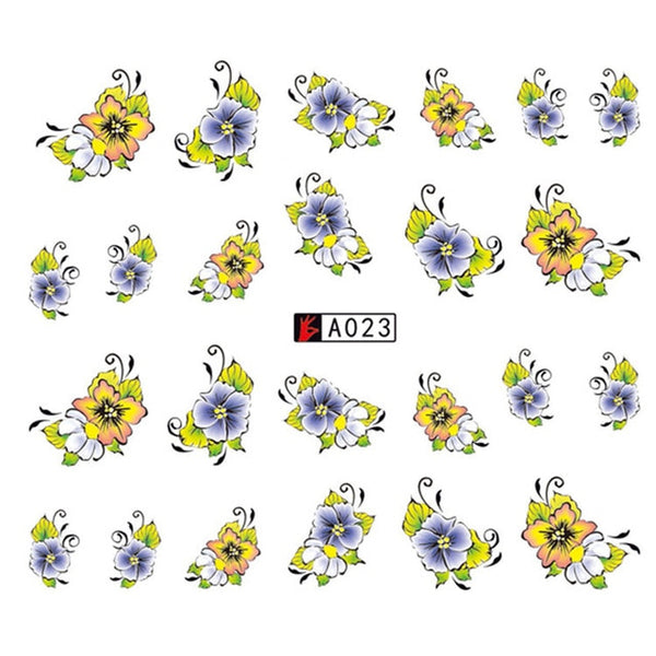 GAM-BELLE 1 Sheet DIY Flower Slider Water Transfer Sticker Nail Art Pink Rose Flower Decals Women Beauty Makeup Wraps Nail Decor