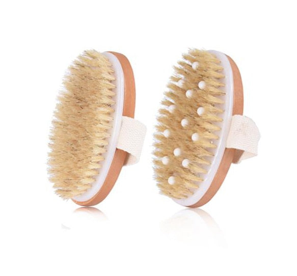 TREESMILE Natural Bristle Bath Brush Exfoliating Wooden Body Massage Shower Brush SPA Woman Man Skin Care Dry Body Brush D40