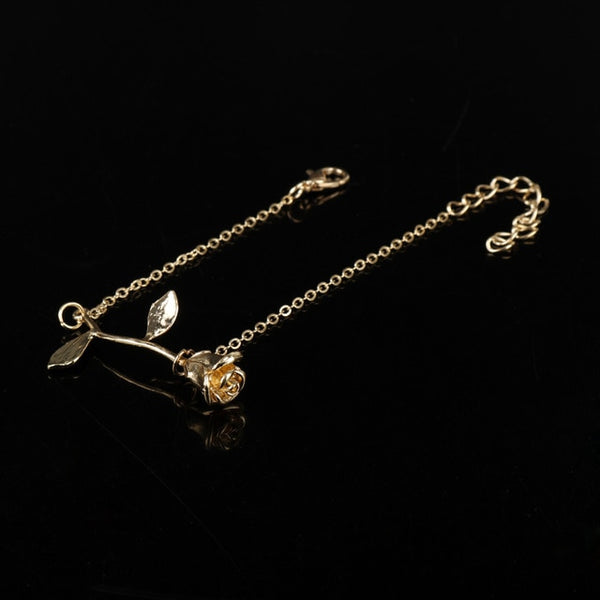 MQCHUN 3D Rose Necklace flower Custom Charm Necklace Final Rose Beauty and the Beast Jewelry Women Girls Party Gift dropshipping