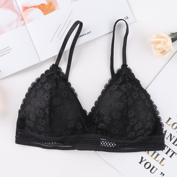 Women Lace Sets Sports Bra Ultrathin Panties Beauty Back Wrapped Chest Brassiere Lingerie Stretch Triangle Cup Padded Underwear