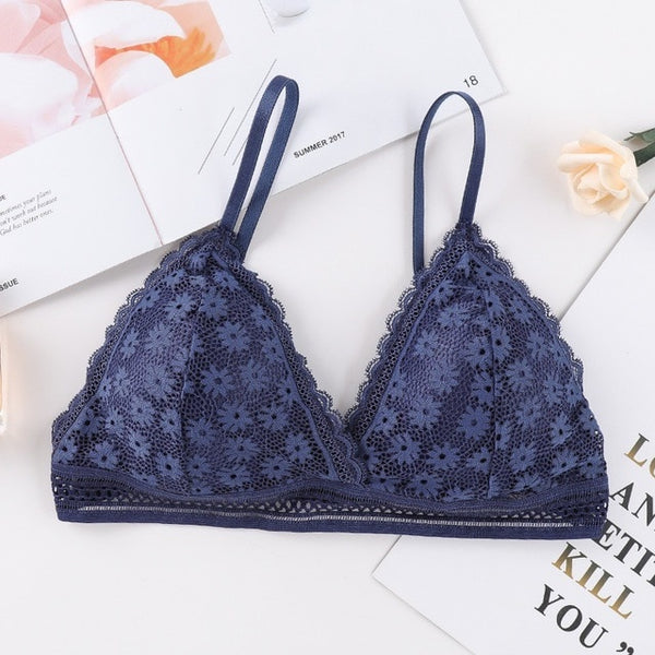 Women Lace Sets Sports Bra Ultrathin Panties Beauty Back Wrapped Chest Brassiere Lingerie Stretch Triangle Cup Padded Underwear