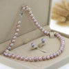 Beautiful 8-9mm White Akoya Pearl Necklace Earring 17.5
