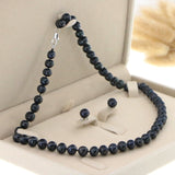 Beautiful 8-9mm White Akoya Pearl Necklace Earring 17.5