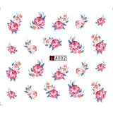 GAM-BELLE 1 Sheet DIY Flower Slider Water Transfer Sticker Nail Art Pink Rose Flower Decals Women Beauty Makeup Wraps Nail Decor