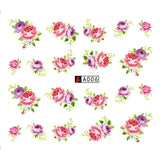 GAM-BELLE 1 Sheet DIY Flower Slider Water Transfer Sticker Nail Art Pink Rose Flower Decals Women Beauty Makeup Wraps Nail Decor