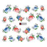 GAM-BELLE 1 Sheet DIY Flower Slider Water Transfer Sticker Nail Art Pink Rose Flower Decals Women Beauty Makeup Wraps Nail Decor
