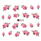 GAM-BELLE 1 Sheet DIY Flower Slider Water Transfer Sticker Nail Art Pink Rose Flower Decals Women Beauty Makeup Wraps Nail Decor
