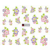 GAM-BELLE 1 Sheet DIY Flower Slider Water Transfer Sticker Nail Art Pink Rose Flower Decals Women Beauty Makeup Wraps Nail Decor