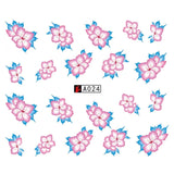 GAM-BELLE 1 Sheet DIY Flower Slider Water Transfer Sticker Nail Art Pink Rose Flower Decals Women Beauty Makeup Wraps Nail Decor