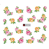 GAM-BELLE 1 Sheet DIY Flower Slider Water Transfer Sticker Nail Art Pink Rose Flower Decals Women Beauty Makeup Wraps Nail Decor
