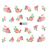 GAM-BELLE 1 Sheet DIY Flower Slider Water Transfer Sticker Nail Art Pink Rose Flower Decals Women Beauty Makeup Wraps Nail Decor