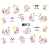 GAM-BELLE 1 Sheet DIY Flower Slider Water Transfer Sticker Nail Art Pink Rose Flower Decals Women Beauty Makeup Wraps Nail Decor