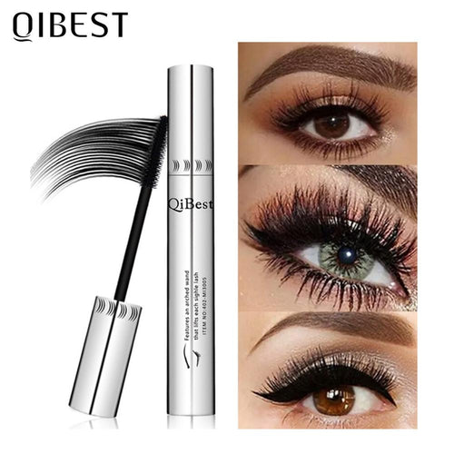 QIBEST Black Mascara Eyelashes Makeup 4D Silky Eyelashes Lengthening Eye Cosmetics Eyelashes Makeup Waterproof Mascara Volume