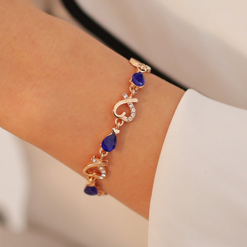 New 5 Colors Beautiful Bracelet for Women Colorful Austrian Crystal Fashion Heart Chain Bracelet For Female Gifts Wholesale 2020