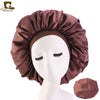New Women Big Size Beauty print Satin Silk Bonnet Sleep Night Cap Head Cover Bonnet Hat for For Curly Springy Hair Black
