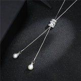 2020 NEW High Quality Fashion Metal Long Tassel Rhinestone Crystal Pearl Long Chain Necklace Sweater Patry Necklace Jewelry