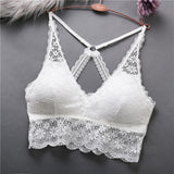 Back Cross Buckle Beauty Lace Bralette Female Sexy Bras Solid Color Wire Free Bra Ultrathin Brassiere Push Up Underwear Lingerie