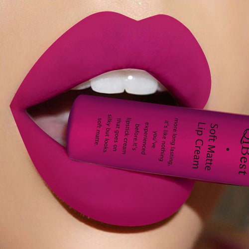 Qibest Brand Matte Nude Lipstick Lipkit Pigment Dark Red Black Long Lasting Waterproof Lip Gloss Lot Women Beauty Makeup