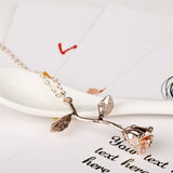MQCHUN 3D Rose Necklace flower Custom Charm Necklace Final Rose Beauty and the Beast Jewelry Women Girls Party Gift dropshipping