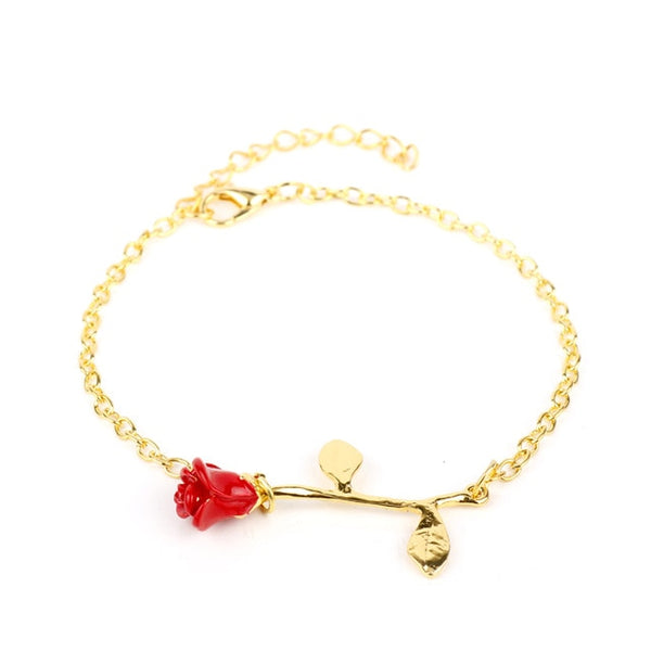 MQCHUN 3D Rose Necklace flower Custom Charm Necklace Final Rose Beauty and the Beast Jewelry Women Girls Party Gift dropshipping