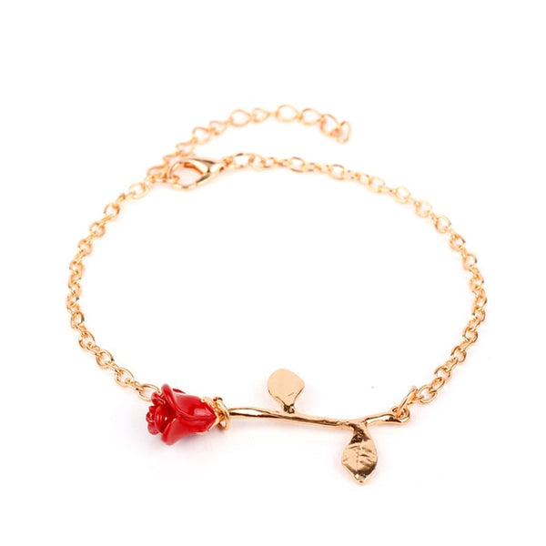 MQCHUN 3D Rose Necklace flower Custom Charm Necklace Final Rose Beauty and the Beast Jewelry Women Girls Party Gift dropshipping