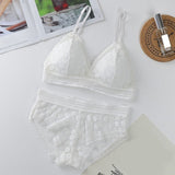 Women Lace Sets Sports Bra Ultrathin Panties Beauty Back Wrapped Chest Brassiere Lingerie Stretch Triangle Cup Padded Underwear