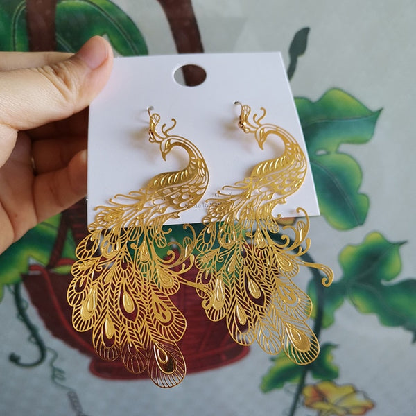 2020 Chinese Style Personality Vintage Beautiful Peacock Goldfish Dangle Earrings Fashion Temperament Ladies Jewelry Accessories